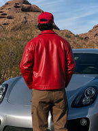 Crimson Core Red Leather Jacket for Men