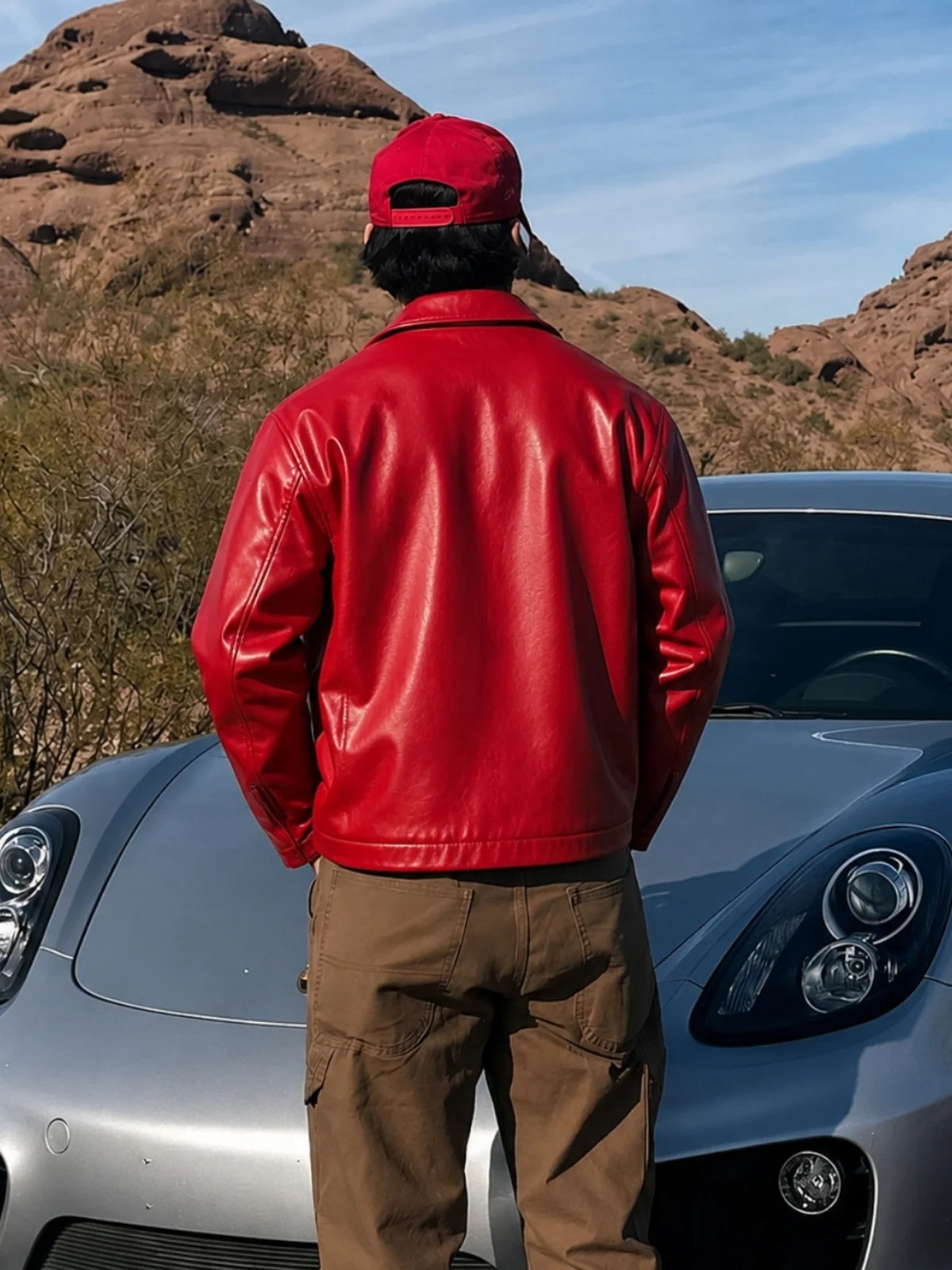 Crimson Core Red Leather Jacket for Men