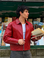 Crimson Core Red Leather Jacket for Men