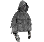 Heavyweight stonewashed cotton fabric texture of armored hoodie