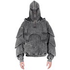 Streetwear look featuring armored hoodie styled with urban fashion