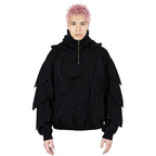 Black Armored Hoodie - Streetwear Medieval Armor - Warmsouls
