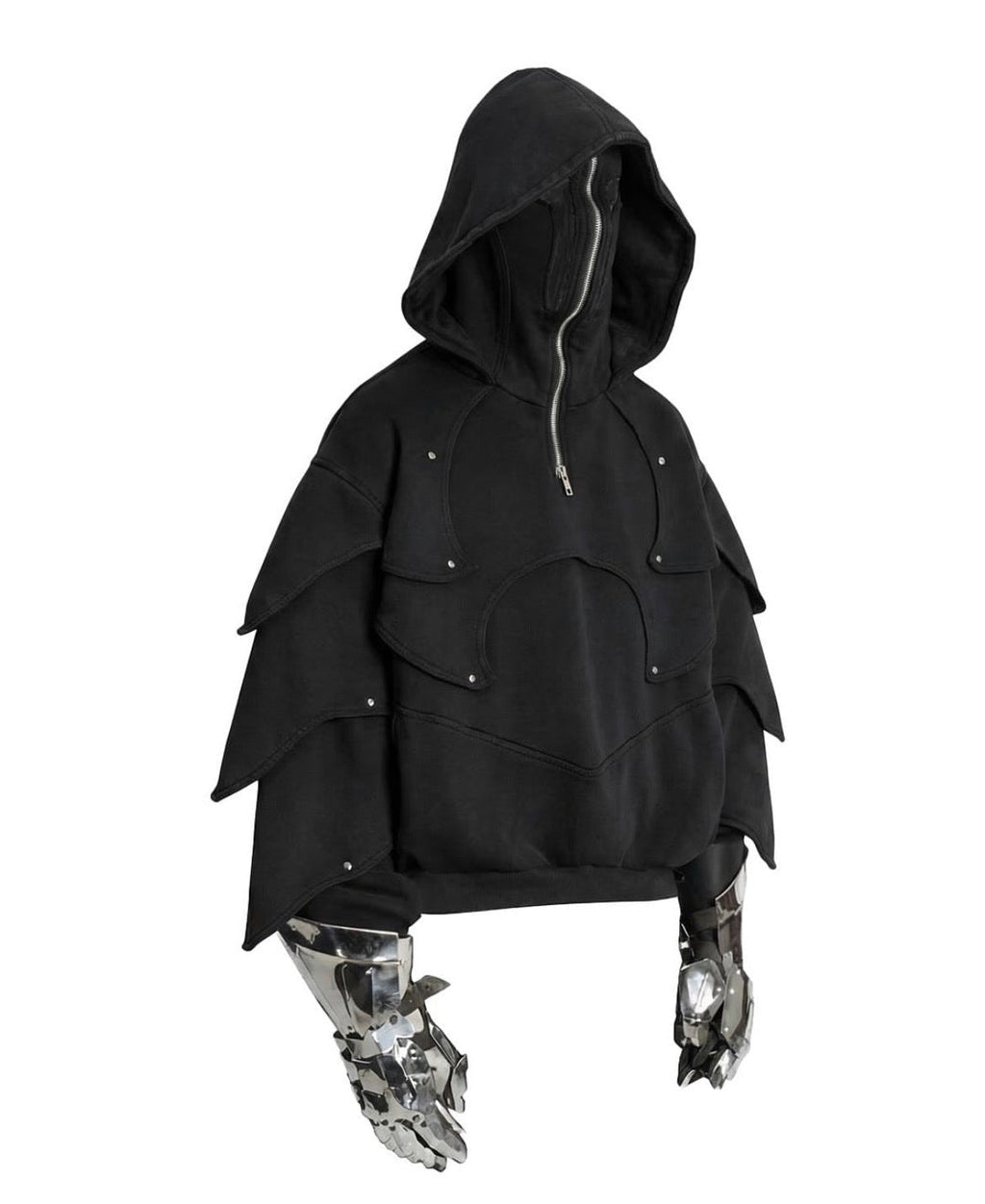 Black Armored Hoodie - Streetwear Medieval Armor - Warmsouls