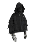 Black Armored Hoodie - Streetwear Medieval Armor - Warmsouls