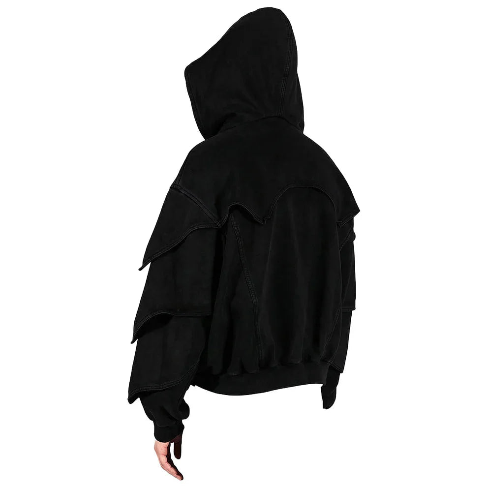 Black Armored Hoodie - Streetwear Medieval Armor - Warmsouls