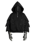 Black Armored Hoodie - Streetwear Medieval Armor - Warmsouls