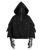 Black Armored Hoodie - Streetwear Medieval Armor - Warmsouls
