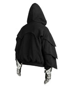 Black Armored Hoodie - Streetwear Medieval Armor - Warmsouls