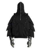 Black Armored Hoodie - Streetwear Medieval Armor - Warmsouls