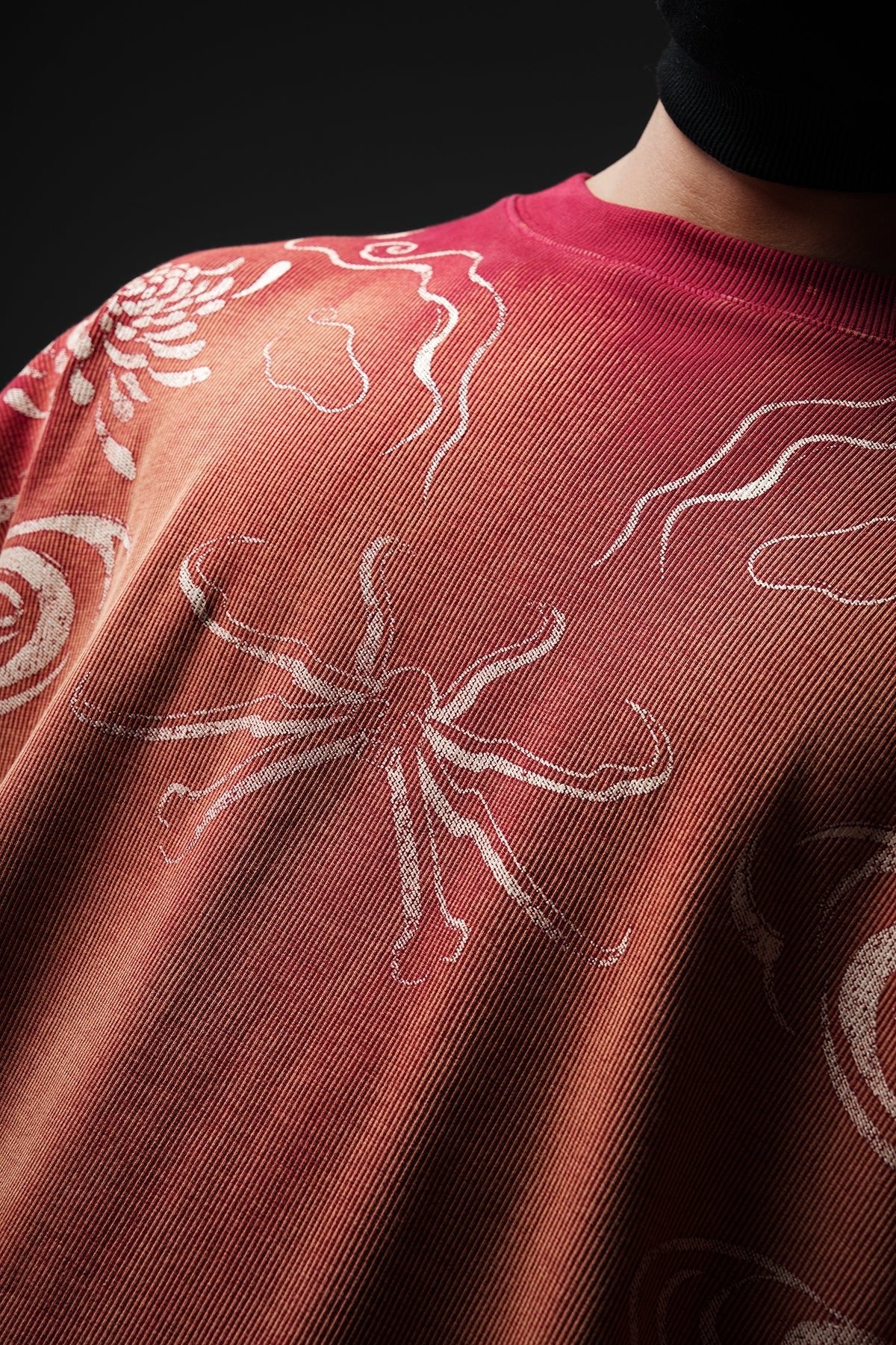 Crimson Fade Phantom Oversized Sweatshirt - Warmsouls