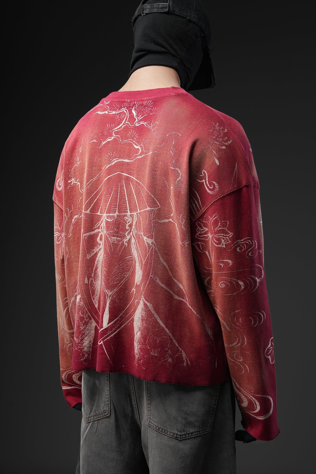 Crimson Fade Phantom Oversized Sweatshirt - Warmsouls