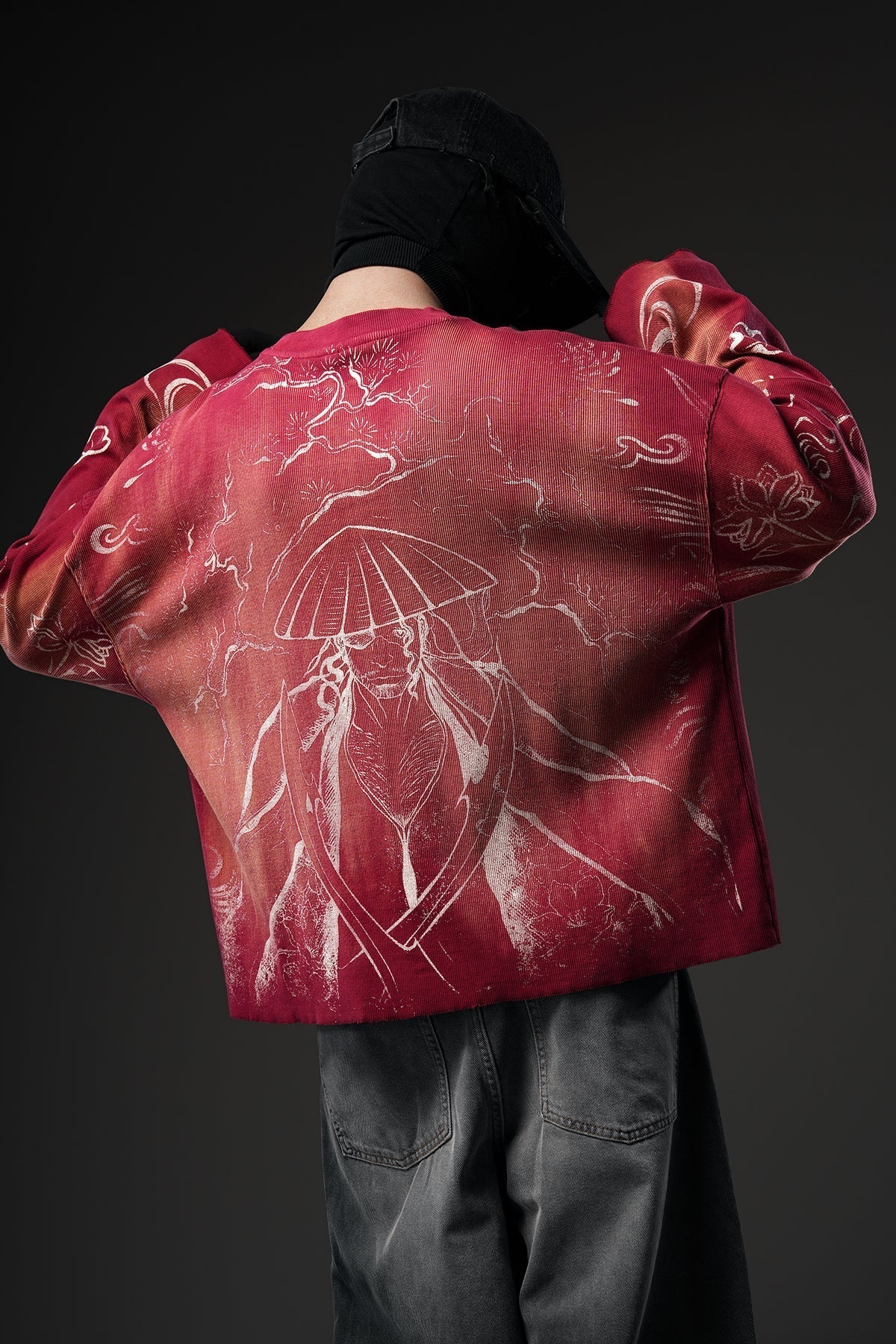 Crimson Fade Phantom Oversized Sweatshirt - Warmsouls