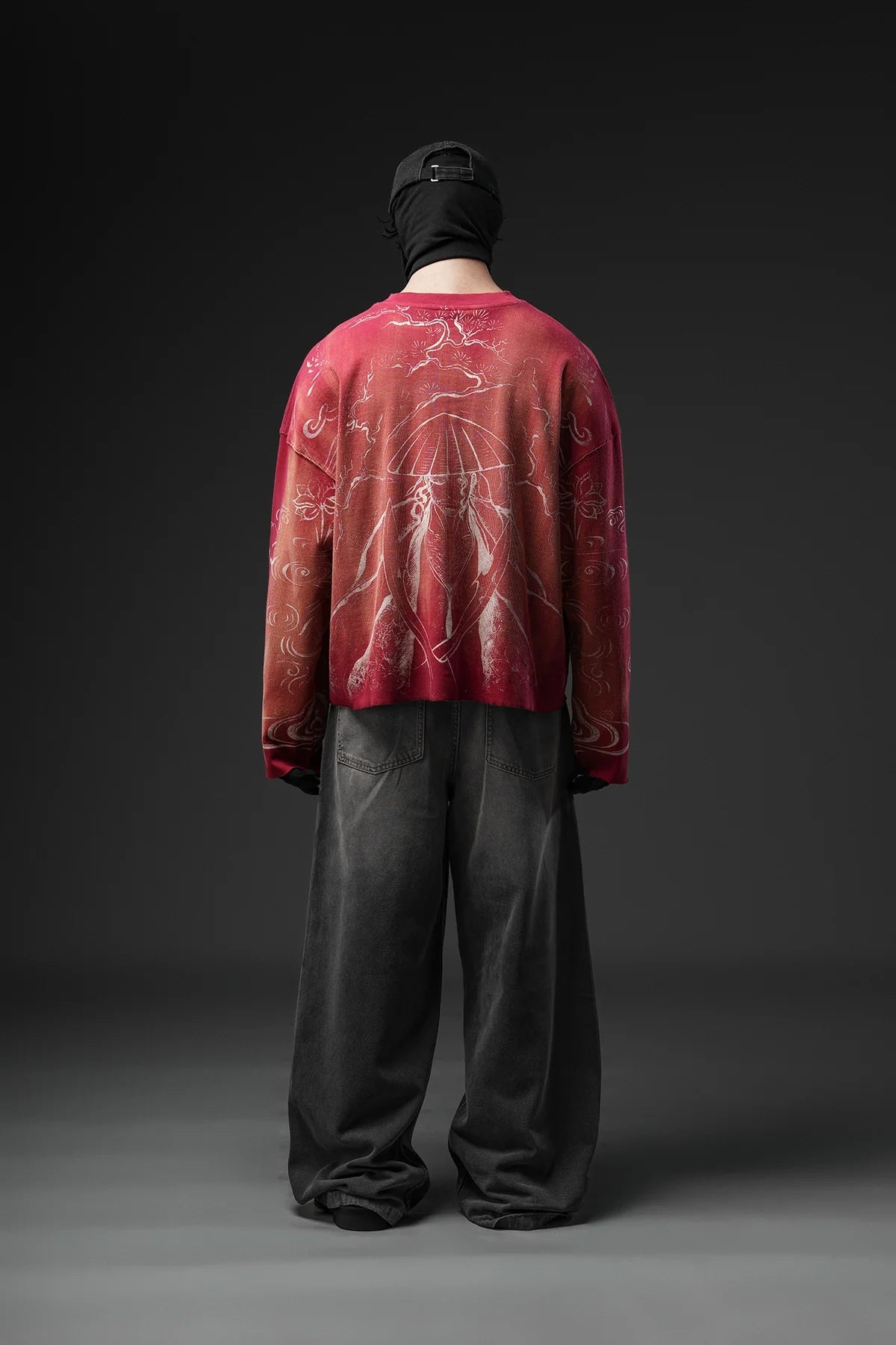 Crimson Fade Phantom Oversized Sweatshirt - Warmsouls