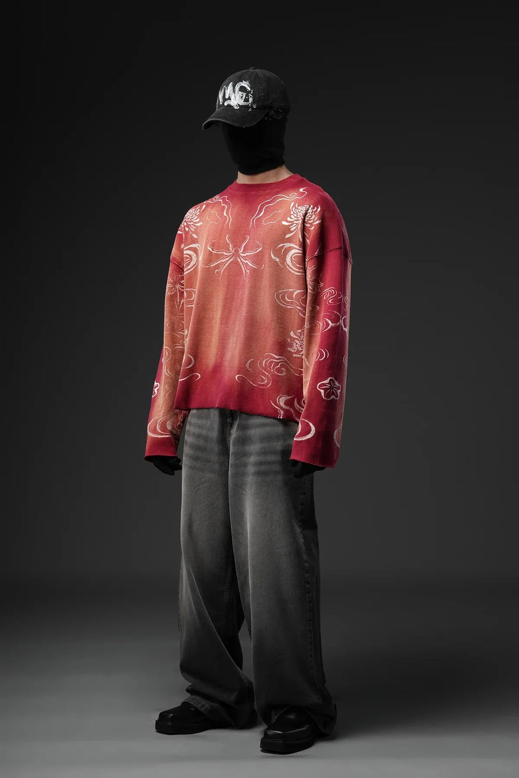 Crimson Fade Phantom Oversized Sweatshirt - Warmsouls