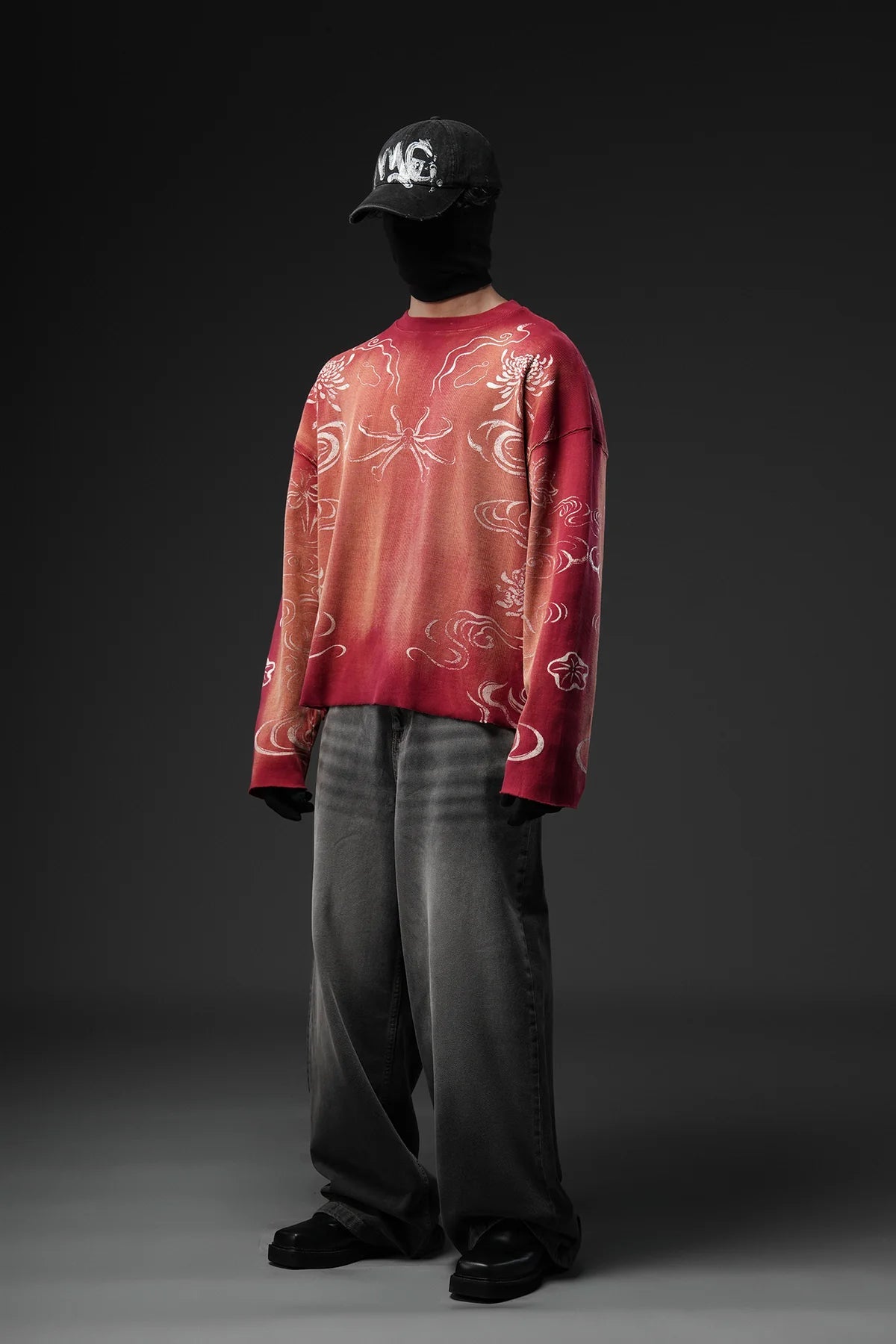 Crimson Fade Phantom Oversized Sweatshirt - Warmsouls