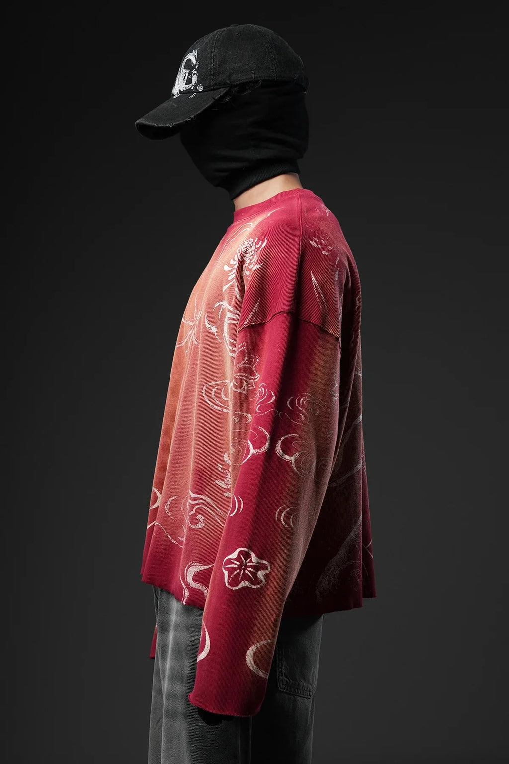 Crimson Fade Phantom Oversized Sweatshirt - Warmsouls