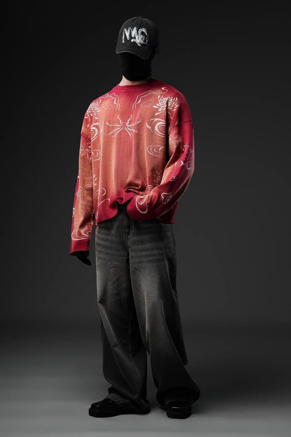 Crimson Fade Phantom Oversized Sweatshirt - Warmsouls