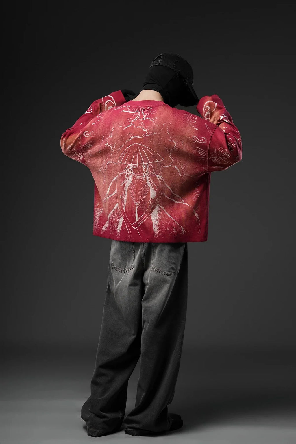 Crimson Fade Phantom Oversized Sweatshirt - Warmsouls