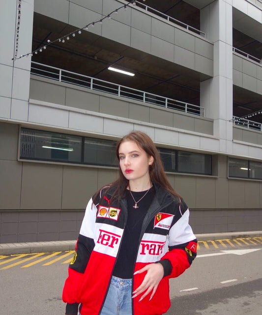 Ferrari f1 White Racer Jacket - Warmsouls