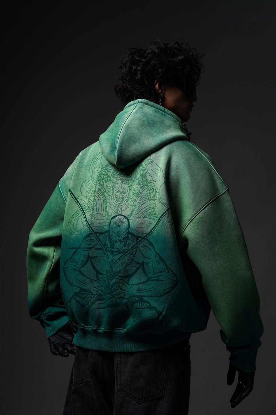 Shadow Oni Stitch Oversized Hoodie - Warmsouls