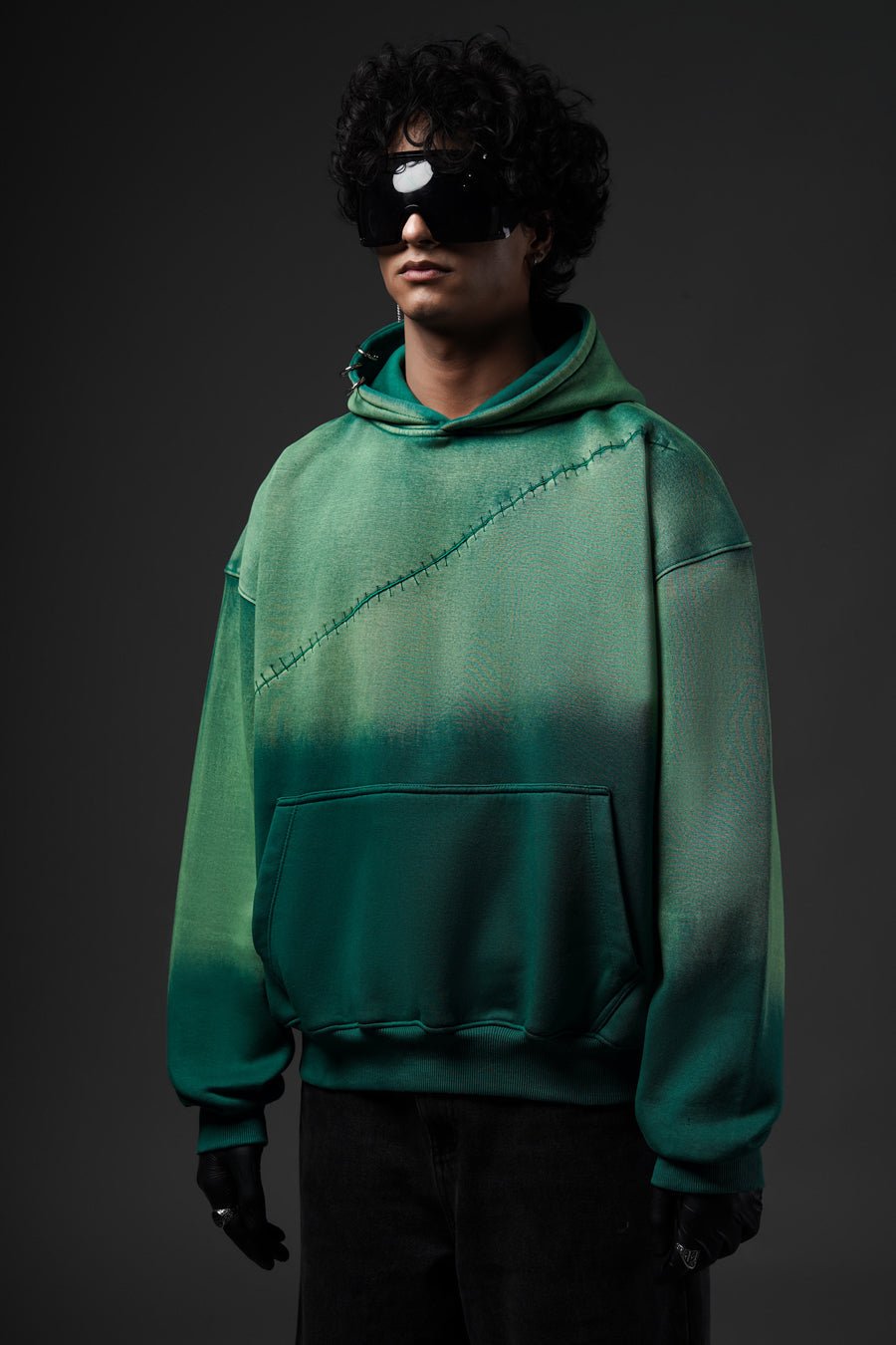 Shadow Oni Stitch Oversized Hoodie - Warmsouls