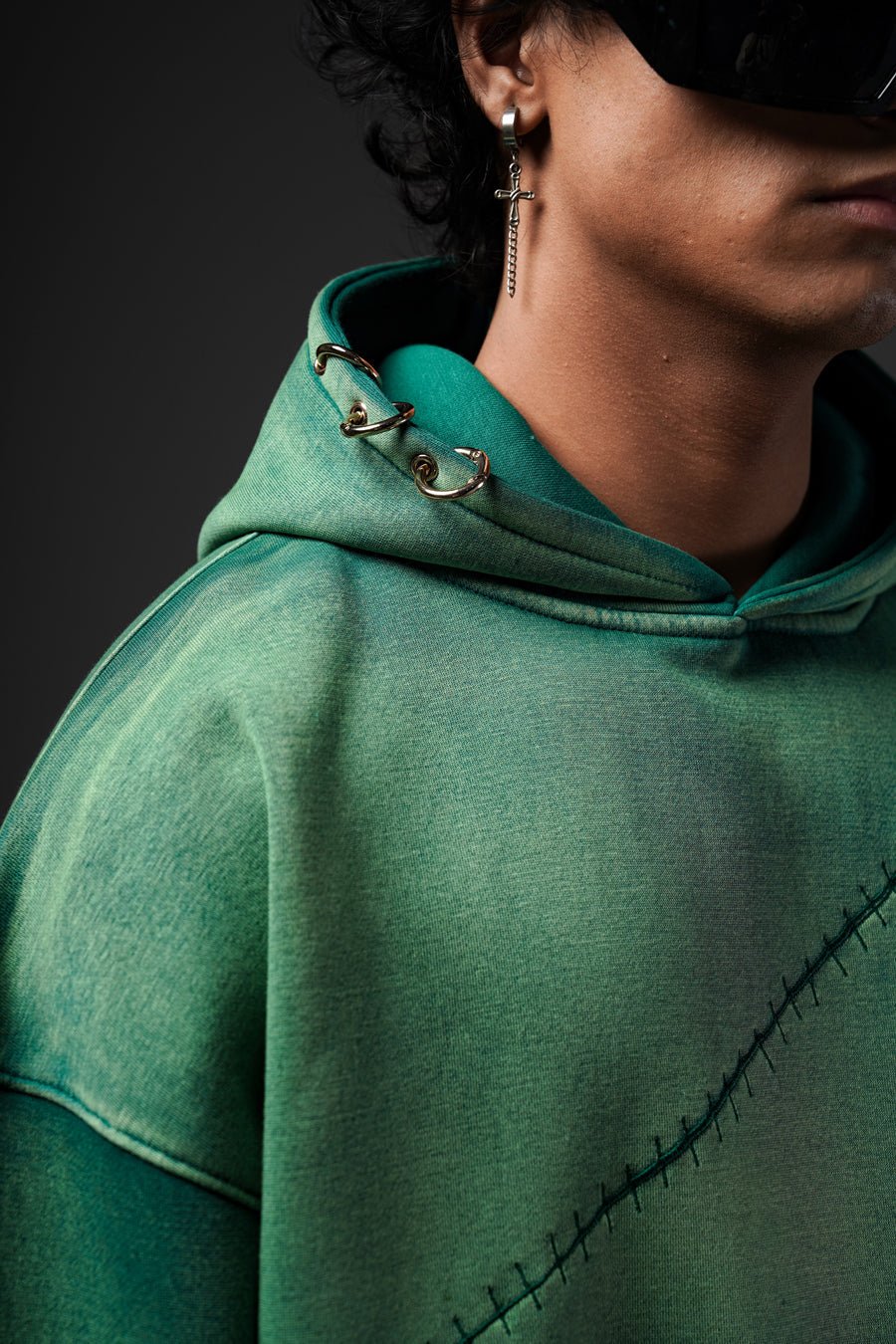 Shadow Oni Stitch Oversized Hoodie - Warmsouls